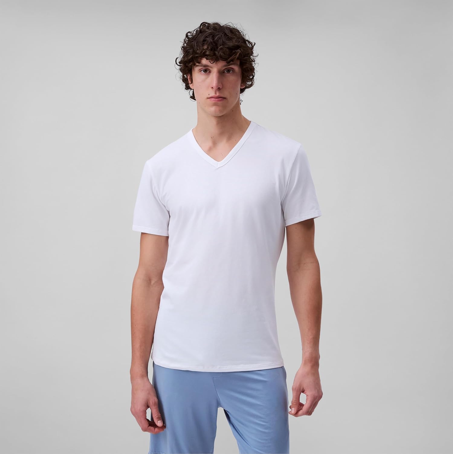 Комплект из 3 мужских нижних маек Calvin Klein из хлопка и эластичной ткани, Black, Grey Heather, White Vneck — фото 2