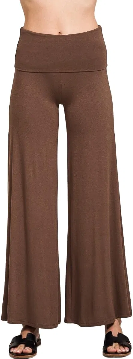 Женские широкие брюки Fold Over Waist Generic, коричневый