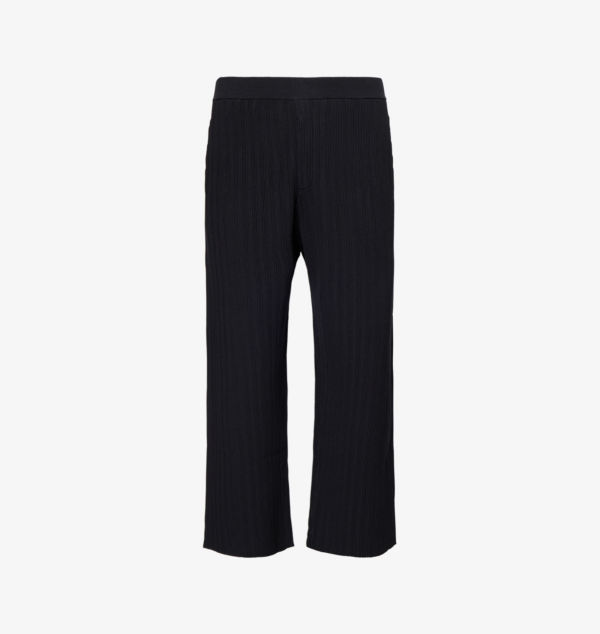 

Брюки прямого кроя из трикотажного эластичного материала Striped-Weave Emporio Armani, синий