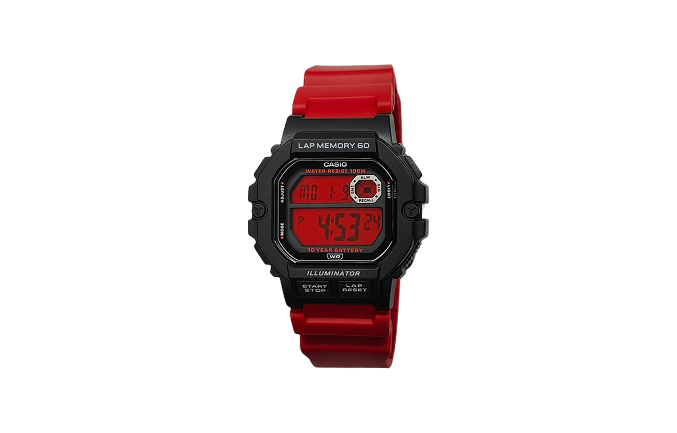 

CASIO Часы Digital WS 1400H 4A, Black Dial with Red Watch Glass