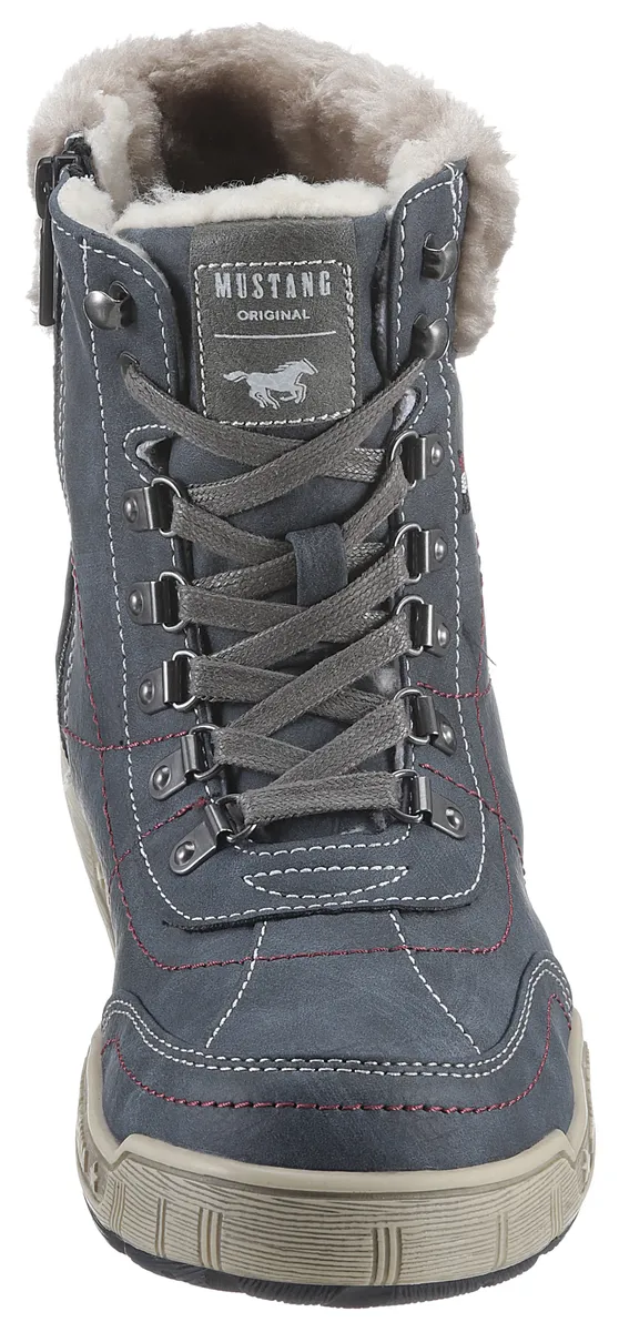 Зимние ботинки Mustang Shoes с воротником из искусственного меха шириной G = широкий, синий — фото 4