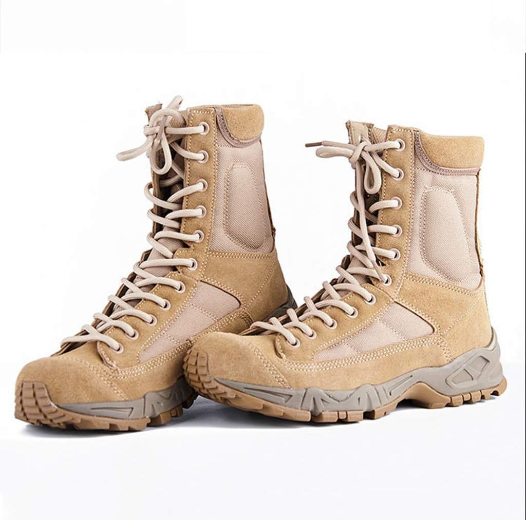 

Мужские тактические ботинки, высокие наружные для кемпинга и походов, армейские ботинки, боевые ботинки, бежевые, 43/UK 8.5/US 9 Jlfzc