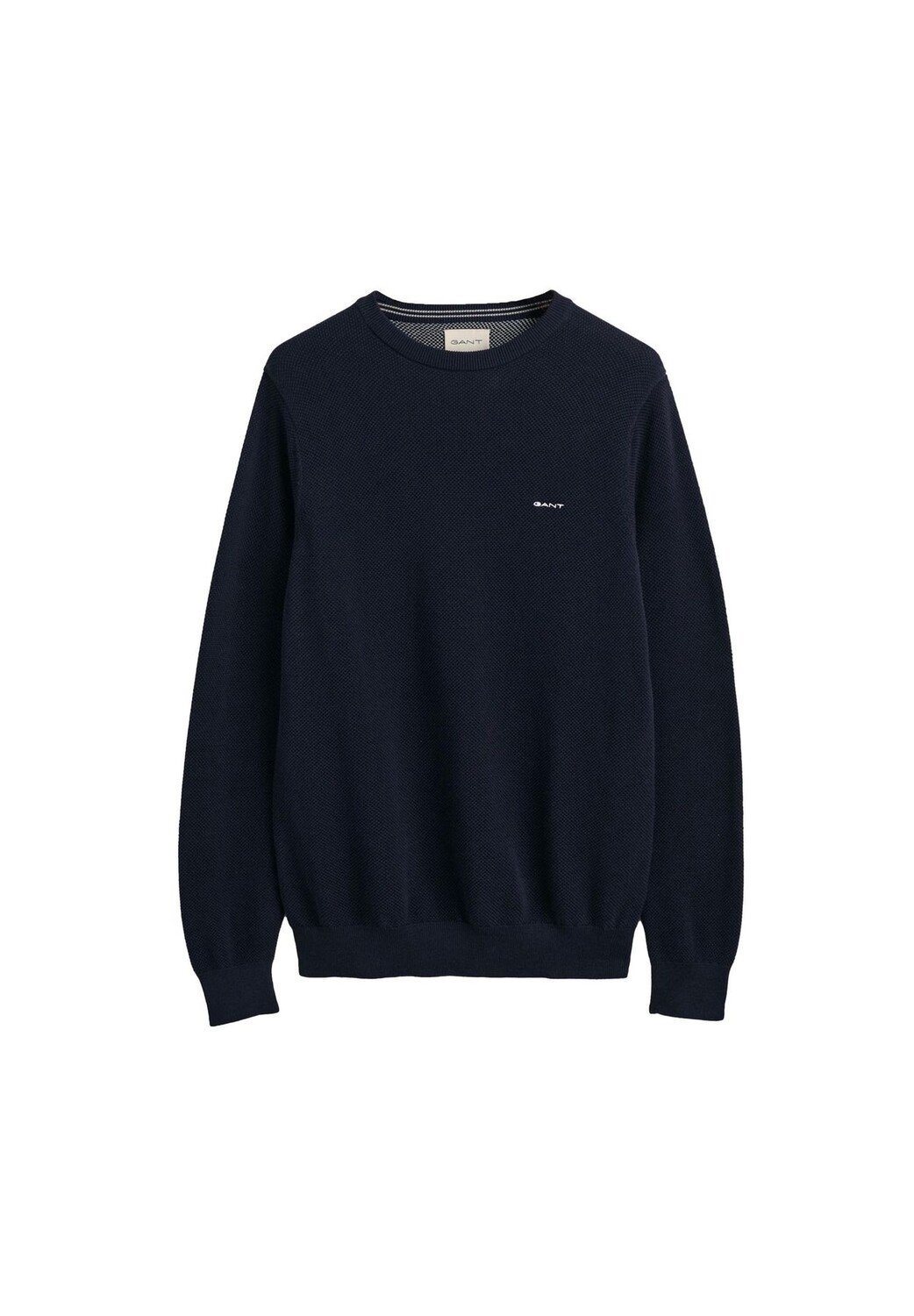 

Мужской свитер - COTTON PIQUE C-NECK, вязаный свитер, круглый вырез, хлопок GANT, синий