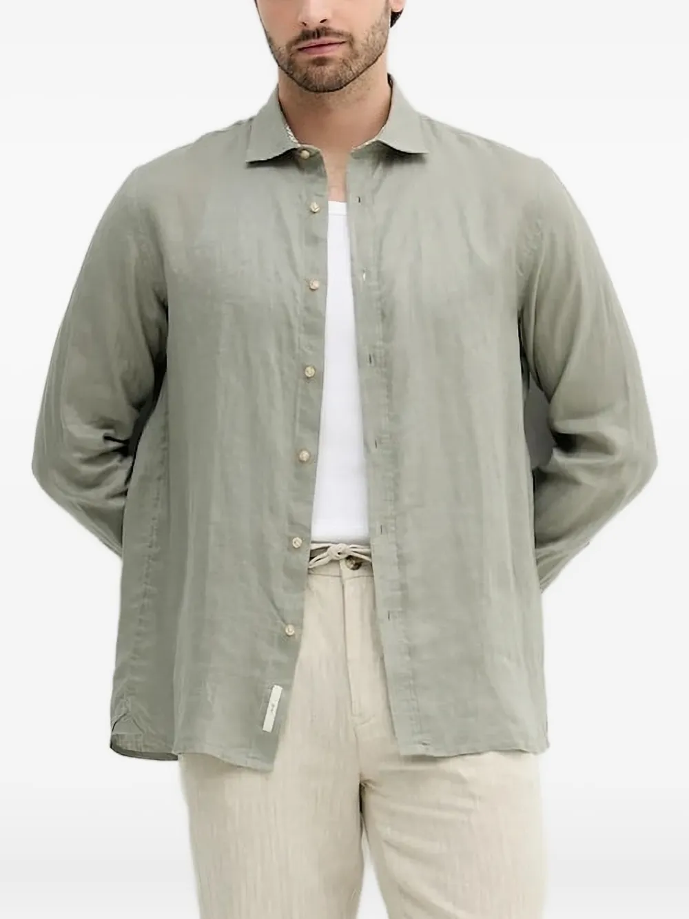 

Льняная рубашка с воротником в виде листьев LIU JO, зеленый