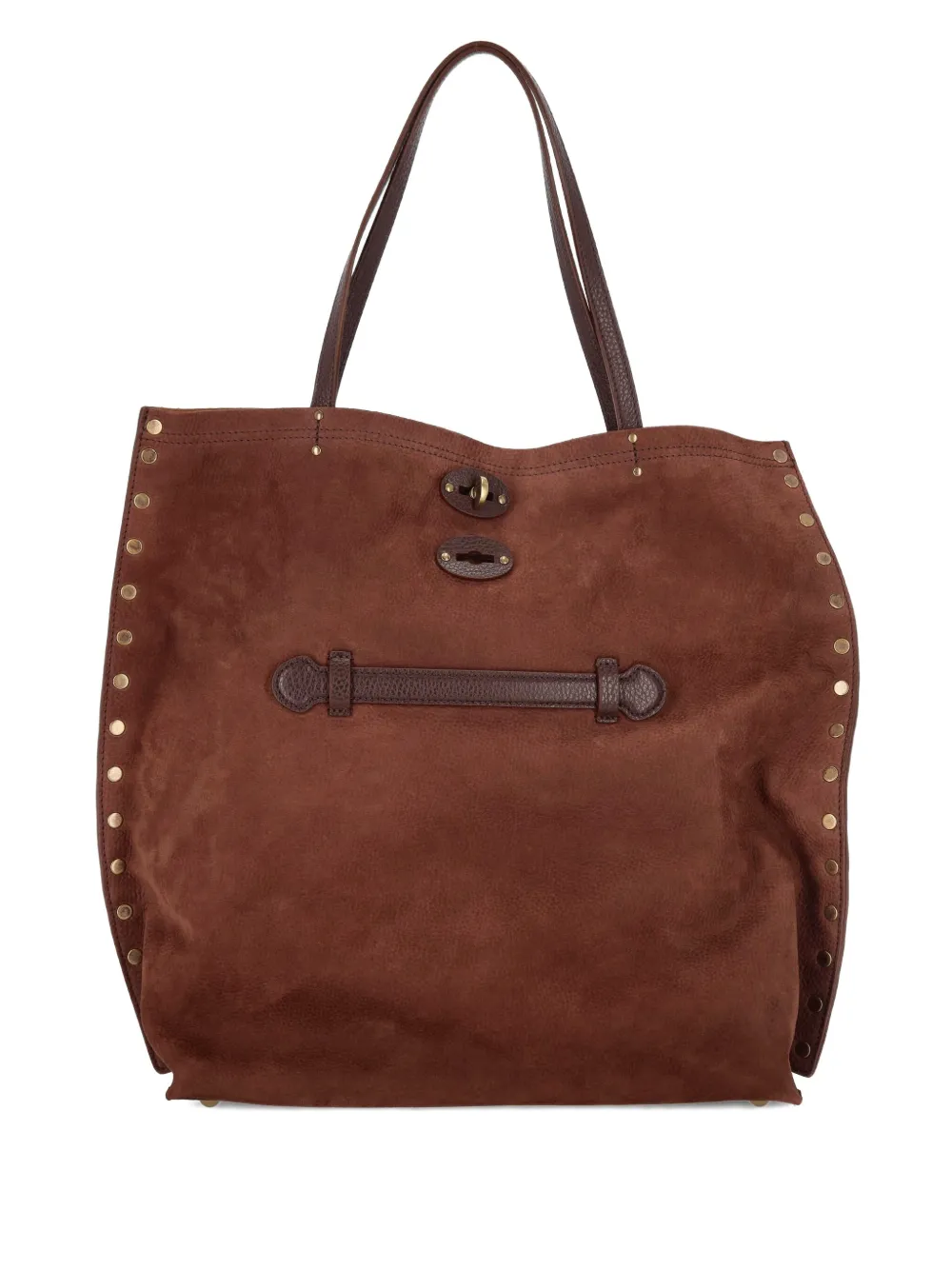 

Сумка-тоут среднего размера A'spasso из кожи с заклепками Zanellato, коричневый