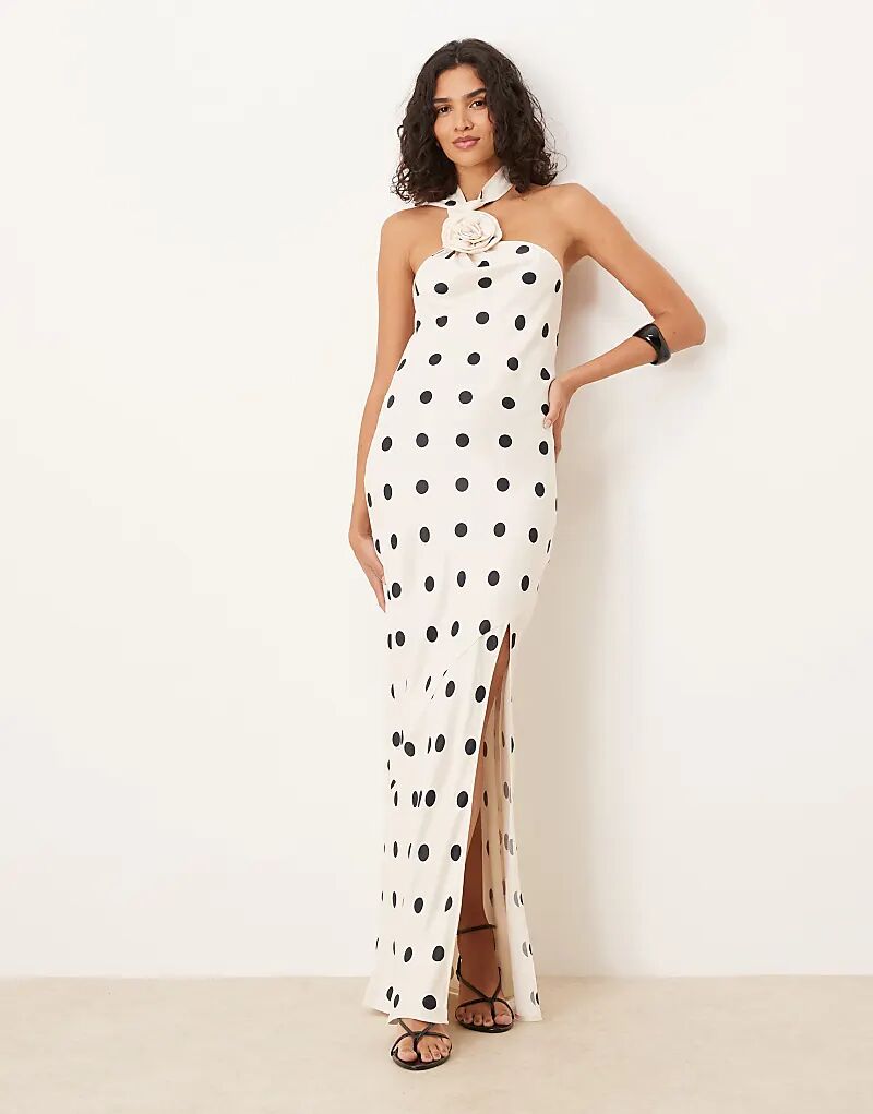 

Платье-корсаж макси с атласным шарфом ASOS DESIGN в горошек