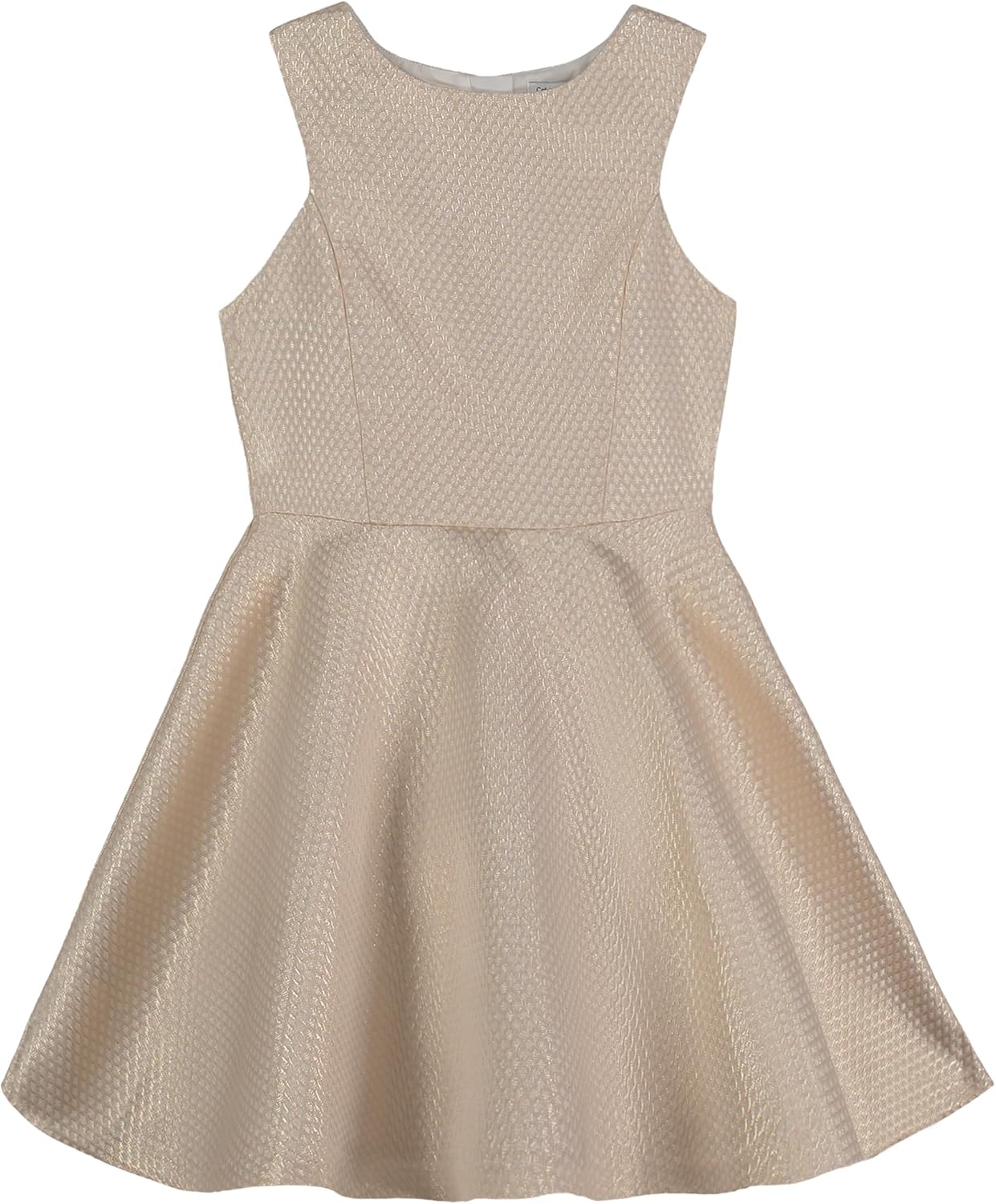 

Платье для вечеринки Calvin Klein для девочек Legacy, облегающий силуэт с расклешенной юбкой, Gold Metallic