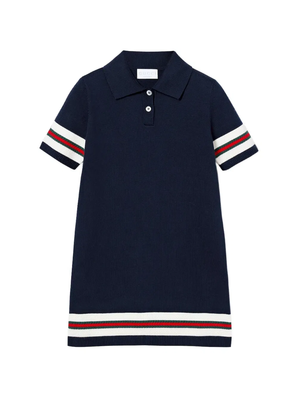 Платье в полоску с воротником-поло Gucci Kids, синий