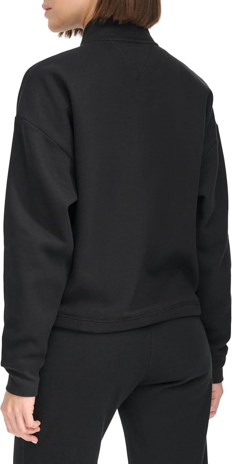 Женская флисовая толстовка Tommy Hilfiger с застежкой-молнией Quarter Zip, Black — фото 4
