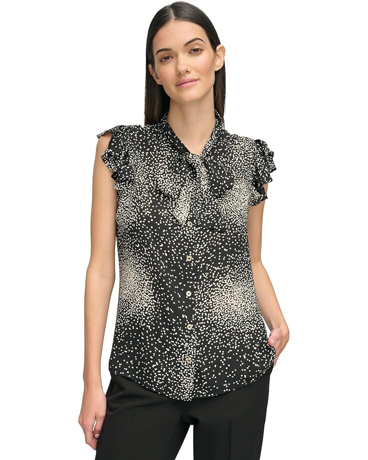 

Блуза Tommy Hilfiger Sleeveless Starbusrt Ruffle, цвет Black/White Cap