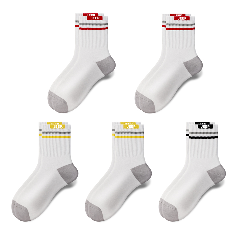 

Набор унисекс носков Crew Jeep, белый желтый+белый желтый+белый черный+белый красный+белый красный[5 pack]