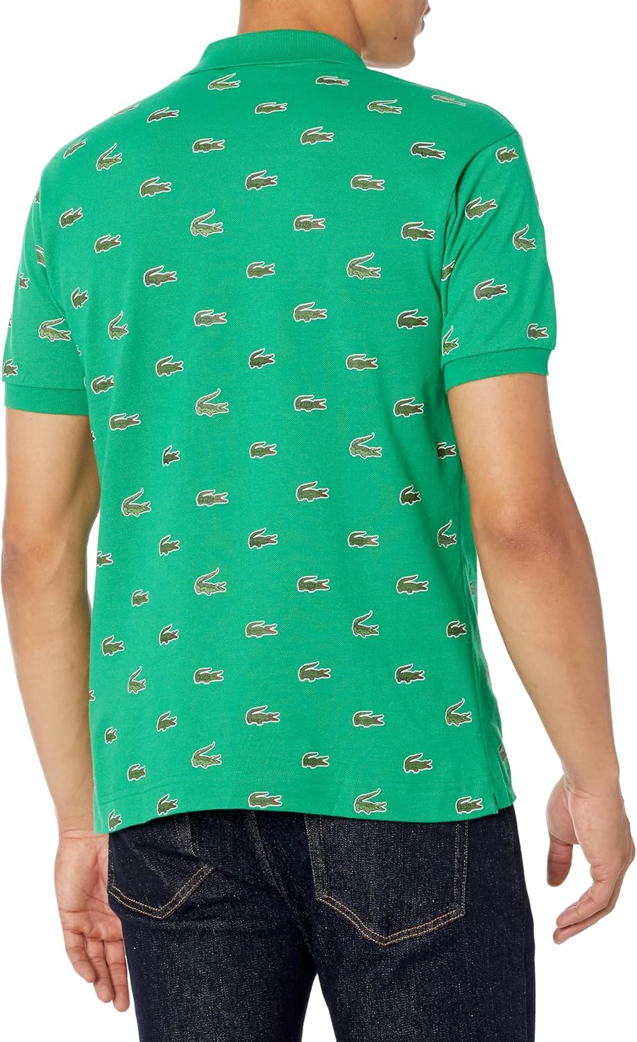 Lacoste мужская сезонная короткая рукав классический крой поло с принтом по всей поверхности, Calathea Green — фото 2