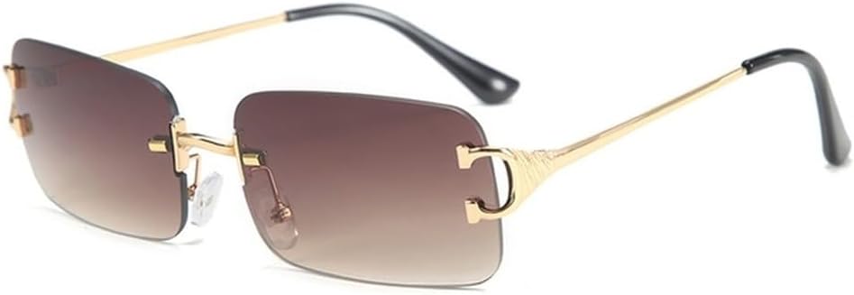 

Мужские солнцезащитные очки прямоугольной оправы без рамки, модные женские солнцезащитные очки квадратной формы без оправы, женские очки с градиентными линзами и защитой от УФ-излучения UV400 WNCKSQ, C10 Gold Brown