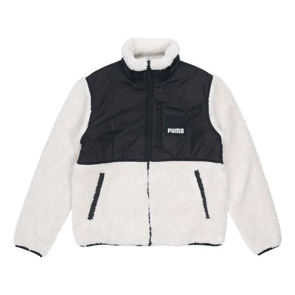 

Куртка sherpa contrasting colors sports lamb's wool stand collar logo jacket white Puma, белый