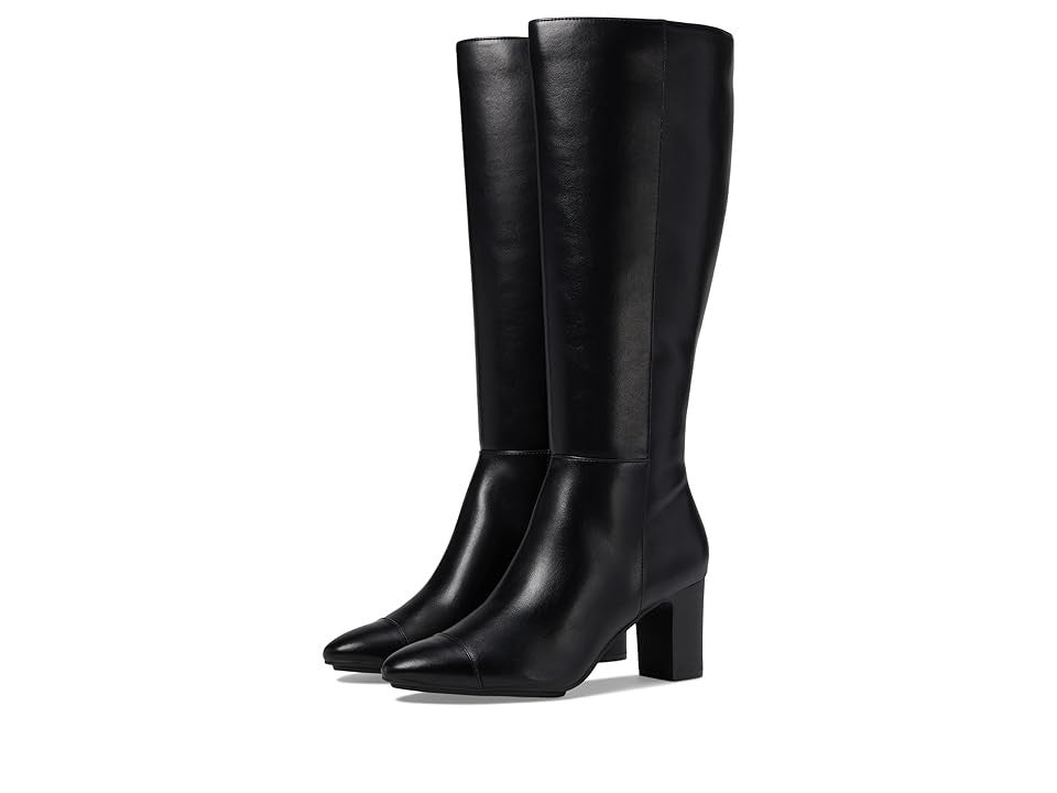Anne Klein Sawyer Женские сапоги черные кожаные высокие до колена с боковой молнией