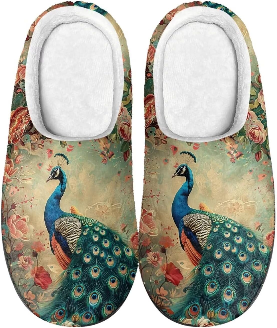 

Тапочки Flashideas для женщин и мужчин, мягкие, пушистые, теплые, домашние, с нескользящей подошвой, парные, повседневного стиля, Peacock 1
