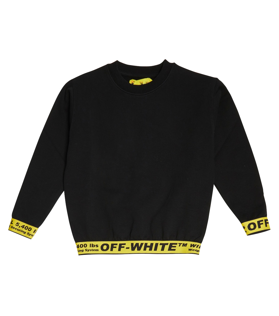 

Хлопковый свитер с логотипом на ленте Off-White Kids, Black Yellow