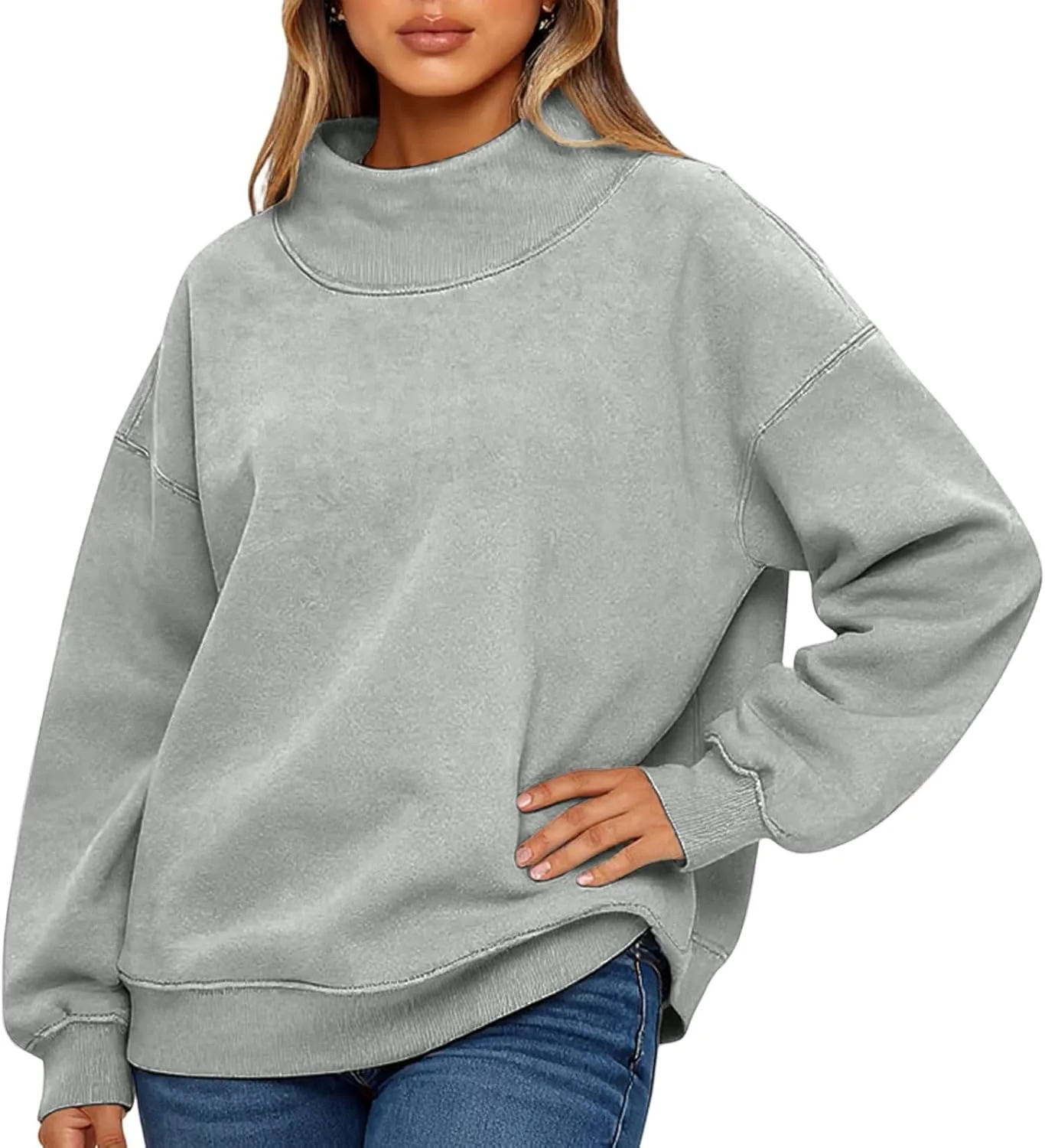 

Оверсайз свитшот для женщин с воротником стойкой