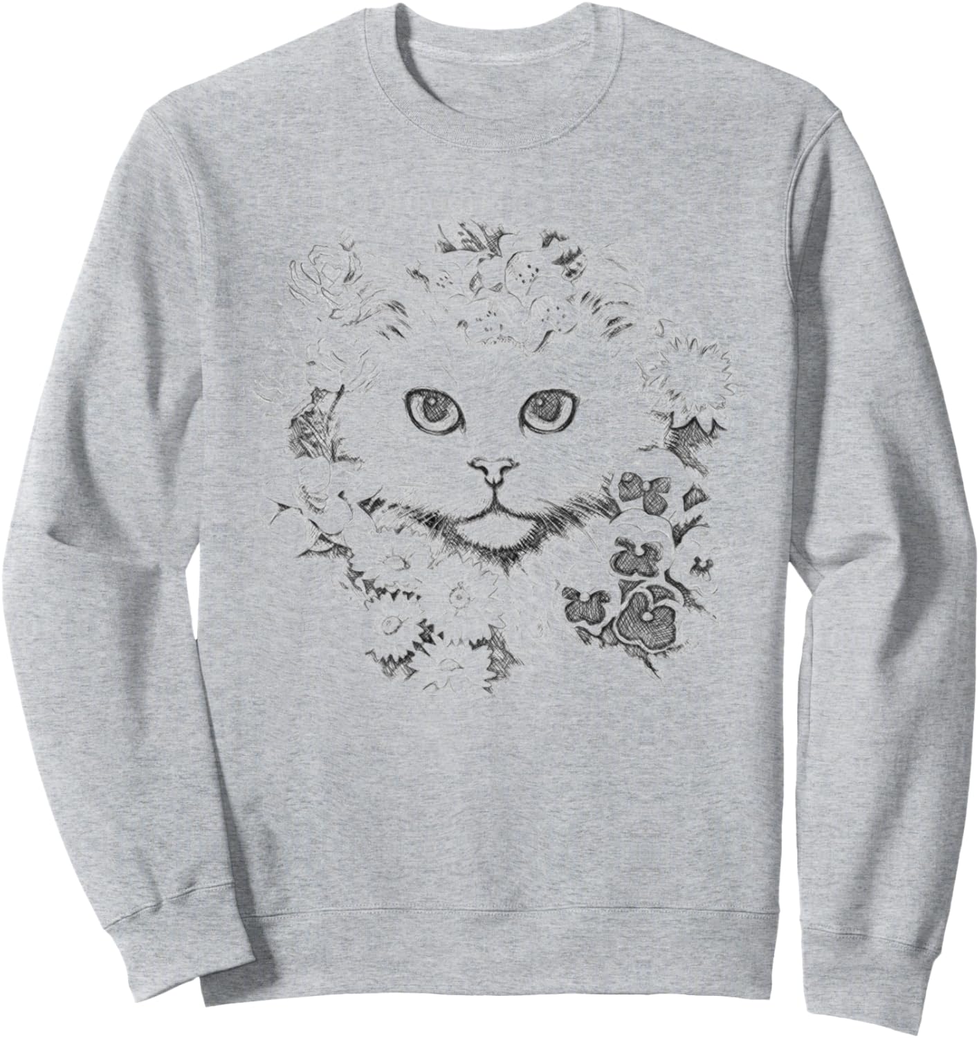

Очаровательная толстовка с изображением кошки и цветочным орнаментом Floral Feline Enchantment Nature Art, серый