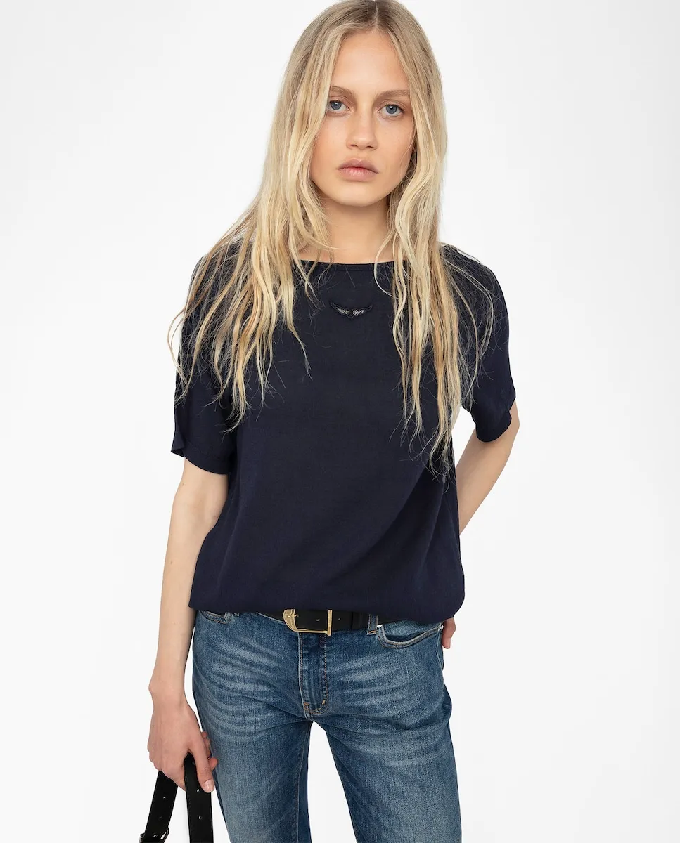 

Женская футболка Ella с коротким рукавом Zadig & Voltaire, темно-синий