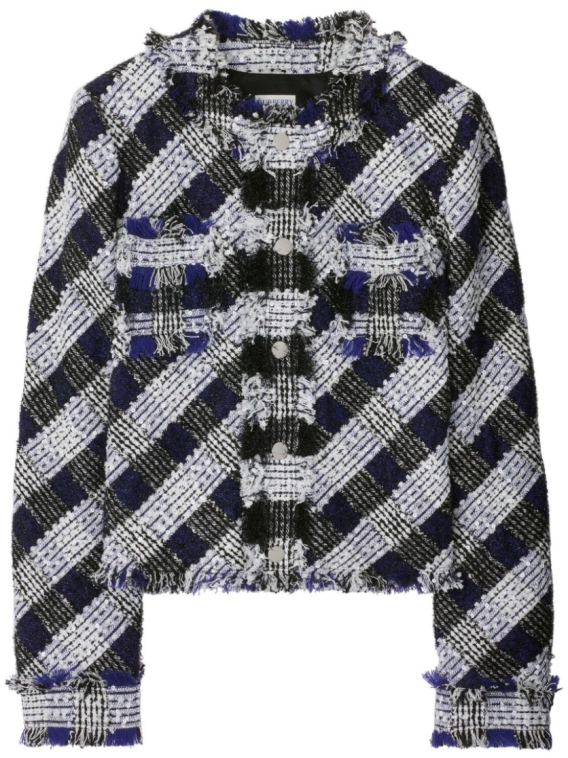 

Укороченный твидовый пиджак Burberry, синий