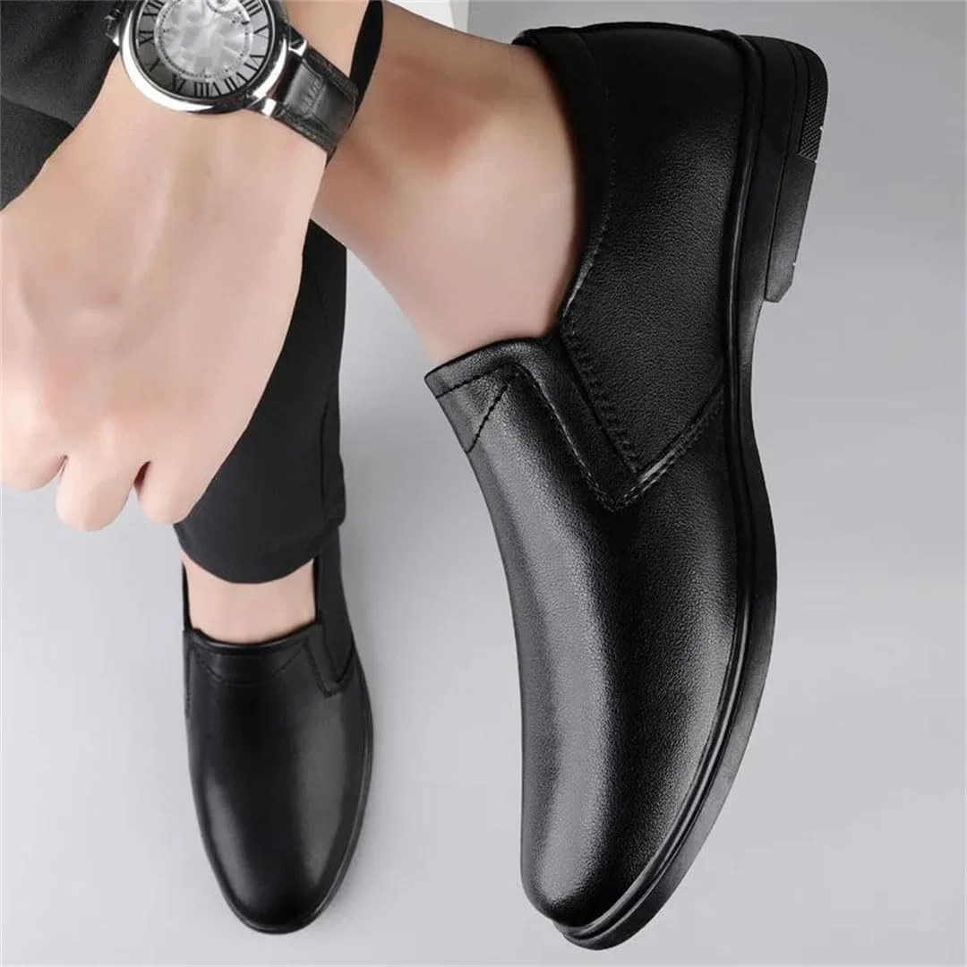 Лоферы кожаные Loafers Casual Lightweight Business Shoes Comfortable Walking Flats, черный — фото 4