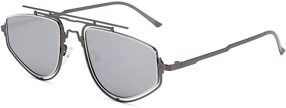 

Винтажные солнцезащитные очки в стиле стимпанк для мужчин, роскошная металлическая оправа с двойным дужком, модные солнцезащитные очки для активного отдыха и вождения LVTFCO, C2gunsilver