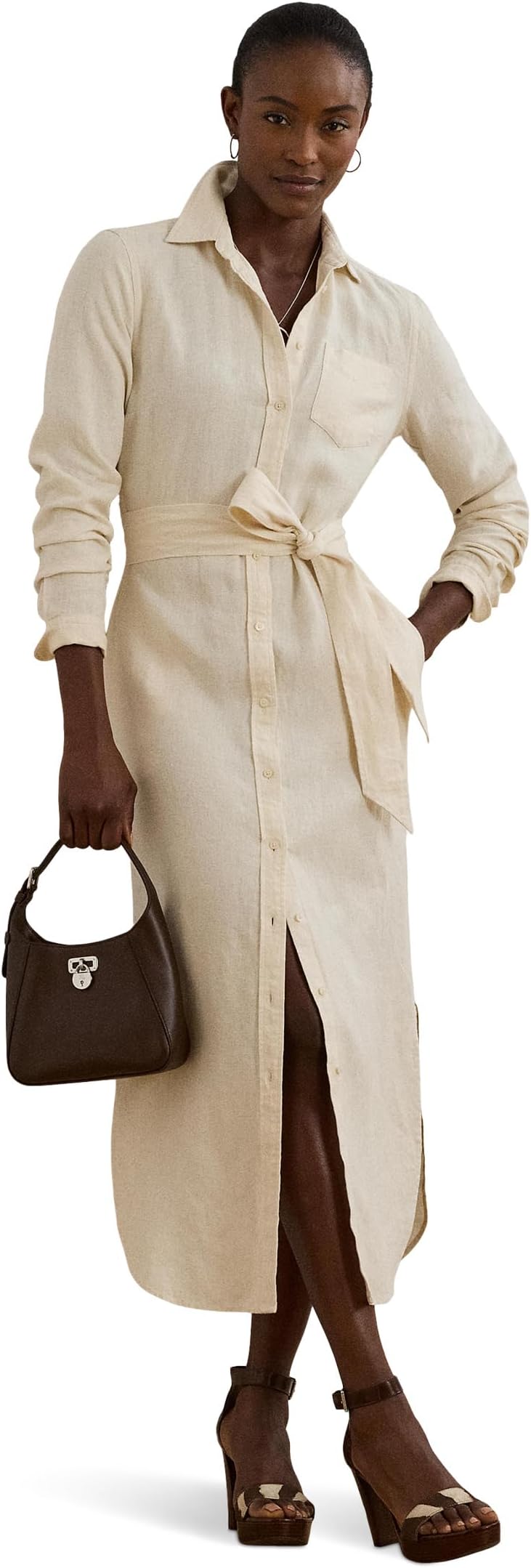 

Платье Lauren Ralph Lauren Belted Linen Shirtdress, Mascarpone Cream