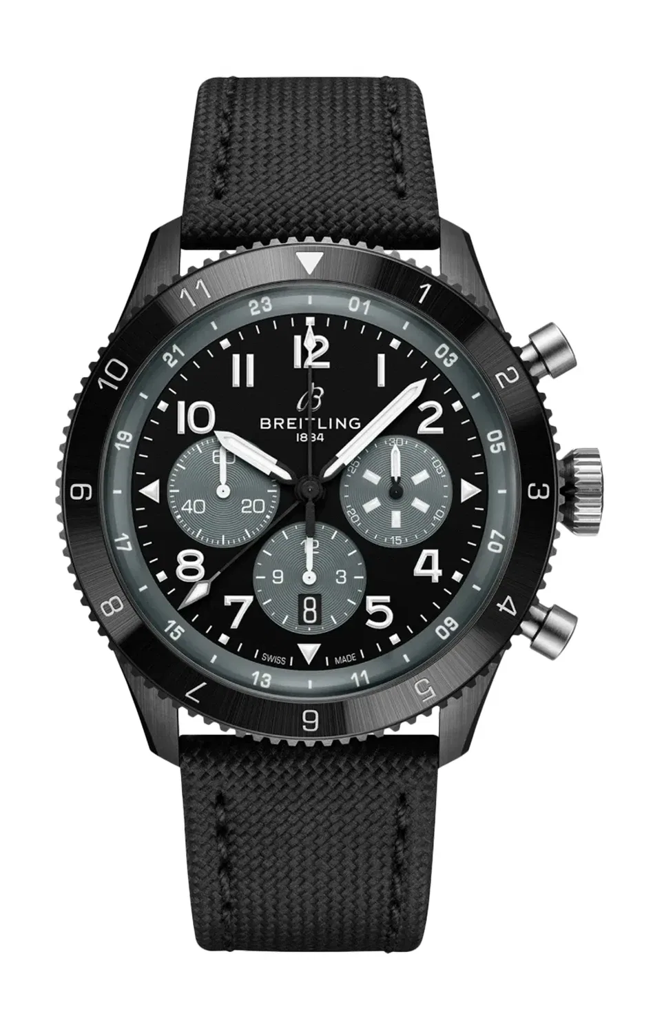 СУПЕР АВИ B04 ХРОНОГРАФ GMT 46 МОСКИТО НОЧНОЙ ИСТРЕБИТЕЛЬ - SB04451A1B1X1 BREITLING, черный