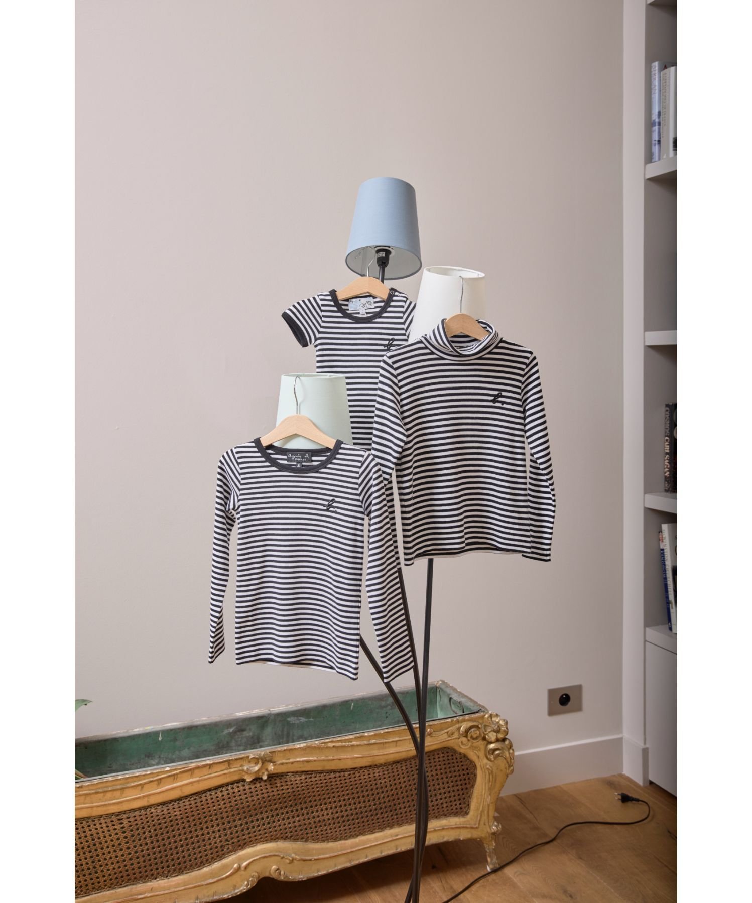 Детская хлопковая полосатая водолазка с логотипом "b" Agnes b. ENFANT, Black — фото 4
