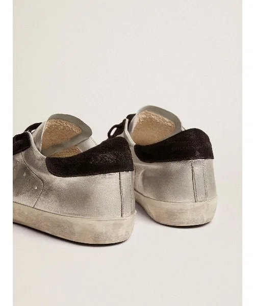 Мужские кроссовки GOLDEN GOOSE Super-Star из кожи и замши серебряные — фото 2