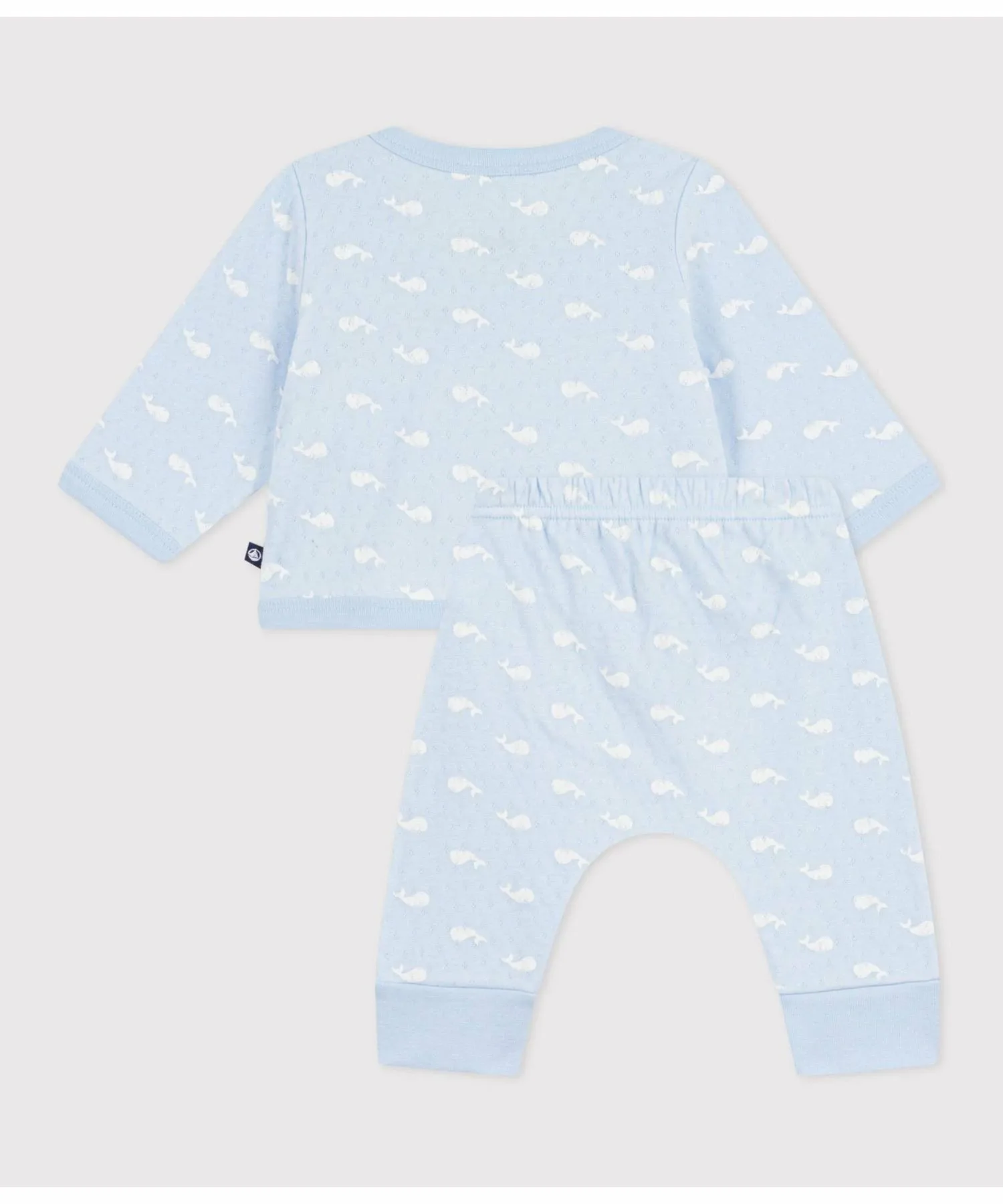 Детский комплект из двух предметов с принтом кита PETIT BATEAU, Light Blue/Off White — фото 3