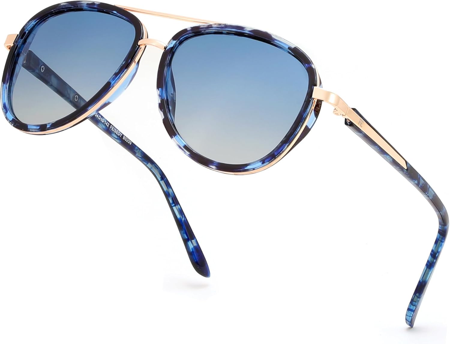 

Солнцезащитные очки-авиаторы FEISEDY в стиле ретро с поляризацией, винтажные квадратные солнцезащитные очки классического дизайна, артикул B0259, Blue Tortoise/Gradient Blue
