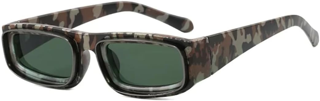 

Ретро-солнцезащитные очки в узкой прямоугольной оправе для женщин, с леопардовым камуфляжным принтом, для активного отдыха, мужские очки с защитой от УФ-излучения UV400 UATXTAU, Camouflage Green