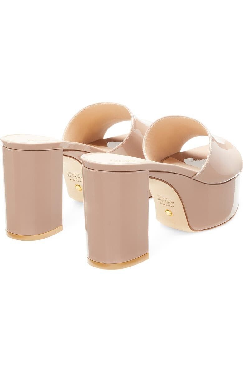 Stuart Weitzman Платформа Squarehigh 95 Слайд Женские 10 Песочный Каблук Сандалии FZP238, бежевый — фото 4