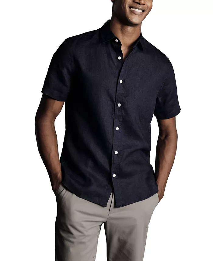 

Мужская льняная рубашка на пуговицах Slim-Fit Charles Tyrwhitt, синий