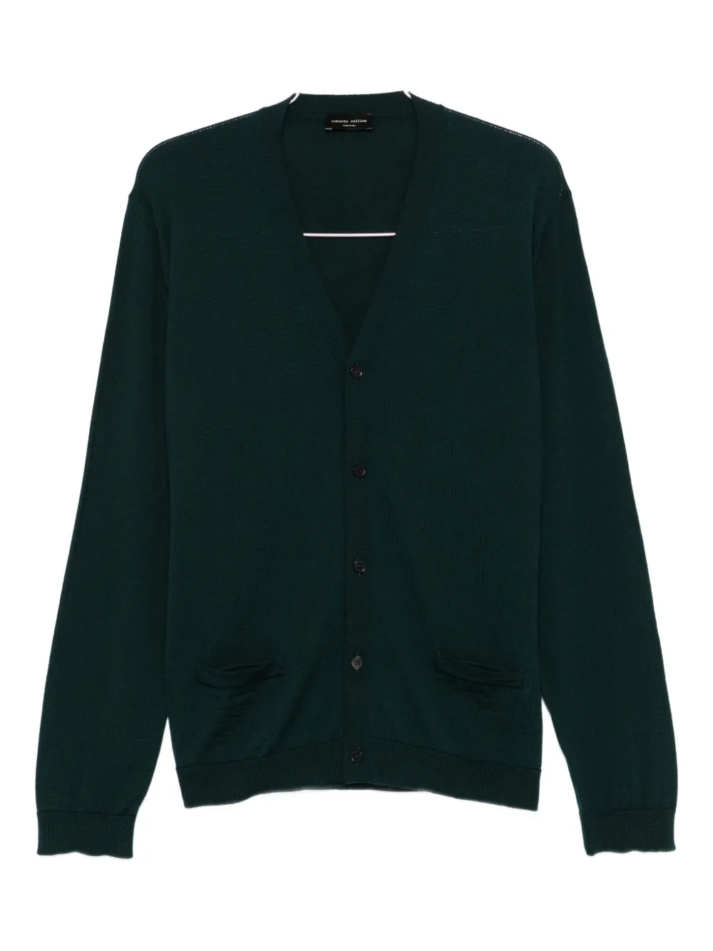 

Кардиган из мериносовой шерсти с V-образным вырезом Roberto Collina, зеленый
