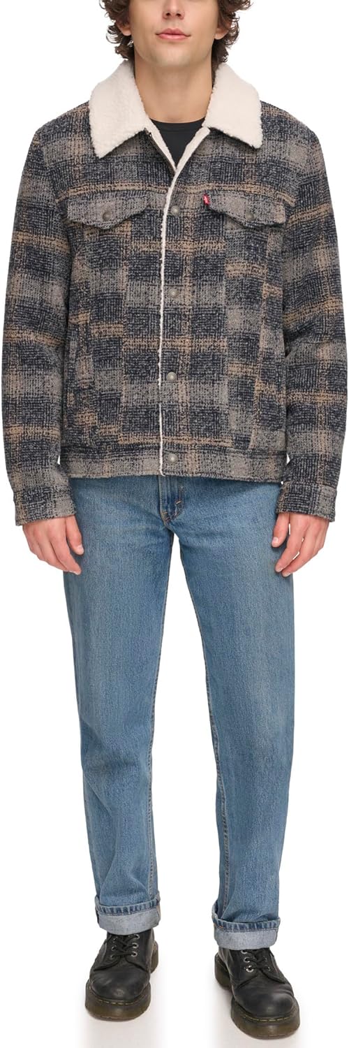 

Мужская шерстяная клетчатая куртка Levi's с подкладкой из шерпы, Sky Blue Plaid