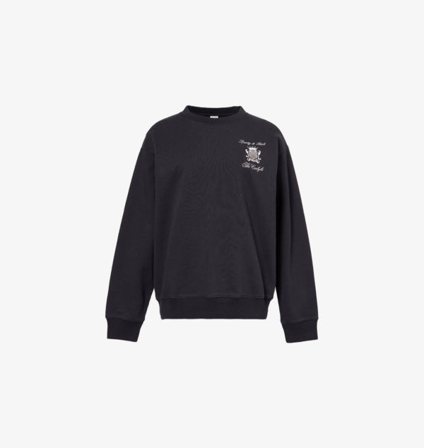 

Толстовка с круглым вырезом из хлопкового джерси Carlyle script Sporty & Rich, черный