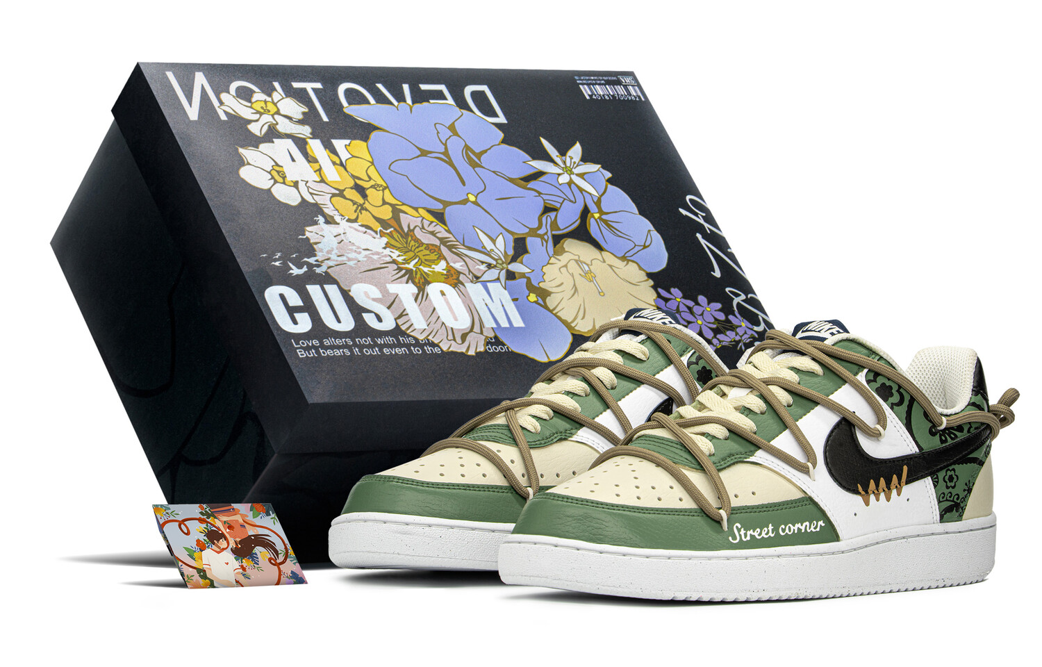 

Кроссовки Nike Court Vision 1 Skateboard Shoes Men Low-Top Beige Green