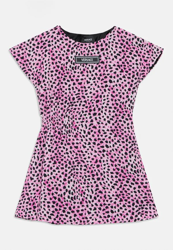 Платье с леопардовым принтом для детей, повседневное платье Versace, Cyclamen Pink