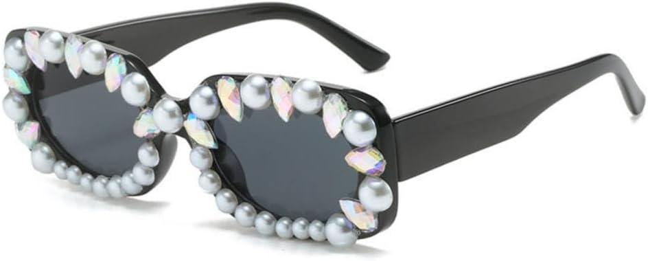 

Солнцезащитные очки MUTYNE Pearl Diamonds для женщин, персонализированные квадратные солнцезащитные очки для девочек, роскошные прямоугольные очки с защитой от УФ-излучения UV400, Black