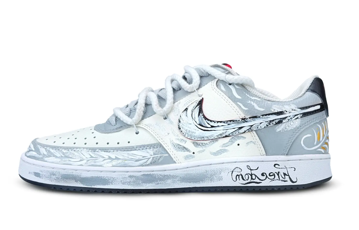 

Nike Кроссовки Court Vision 1 Feathered Wings, износостойкие, низкие, для скейтбординга, серые, мужские