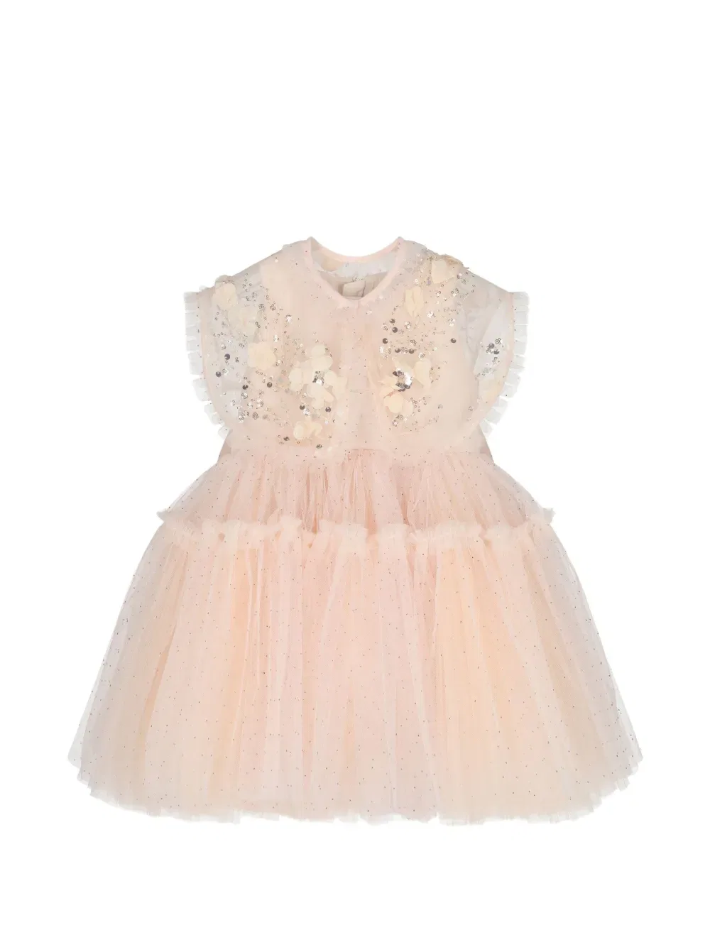 Платье, украшенное цветочным узором Escada Kids, розовый