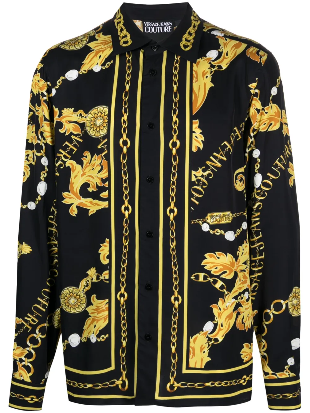 

Рубашка с длинными рукавами и узором Baroque Versace Jeans Couture, черный