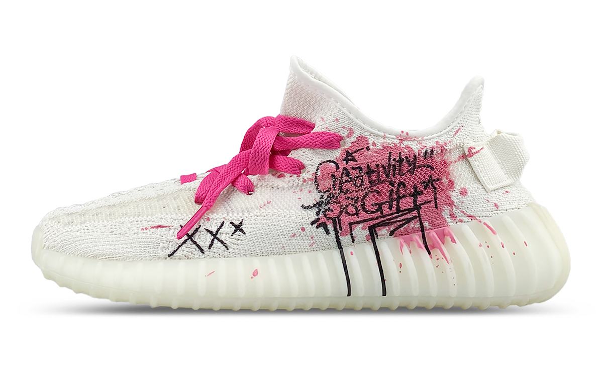 Adidas Originals Низкие повседневные кроссовки Yeezy Boost 350 V2, устойчивые к истиранию, унисекс, белые, розовые