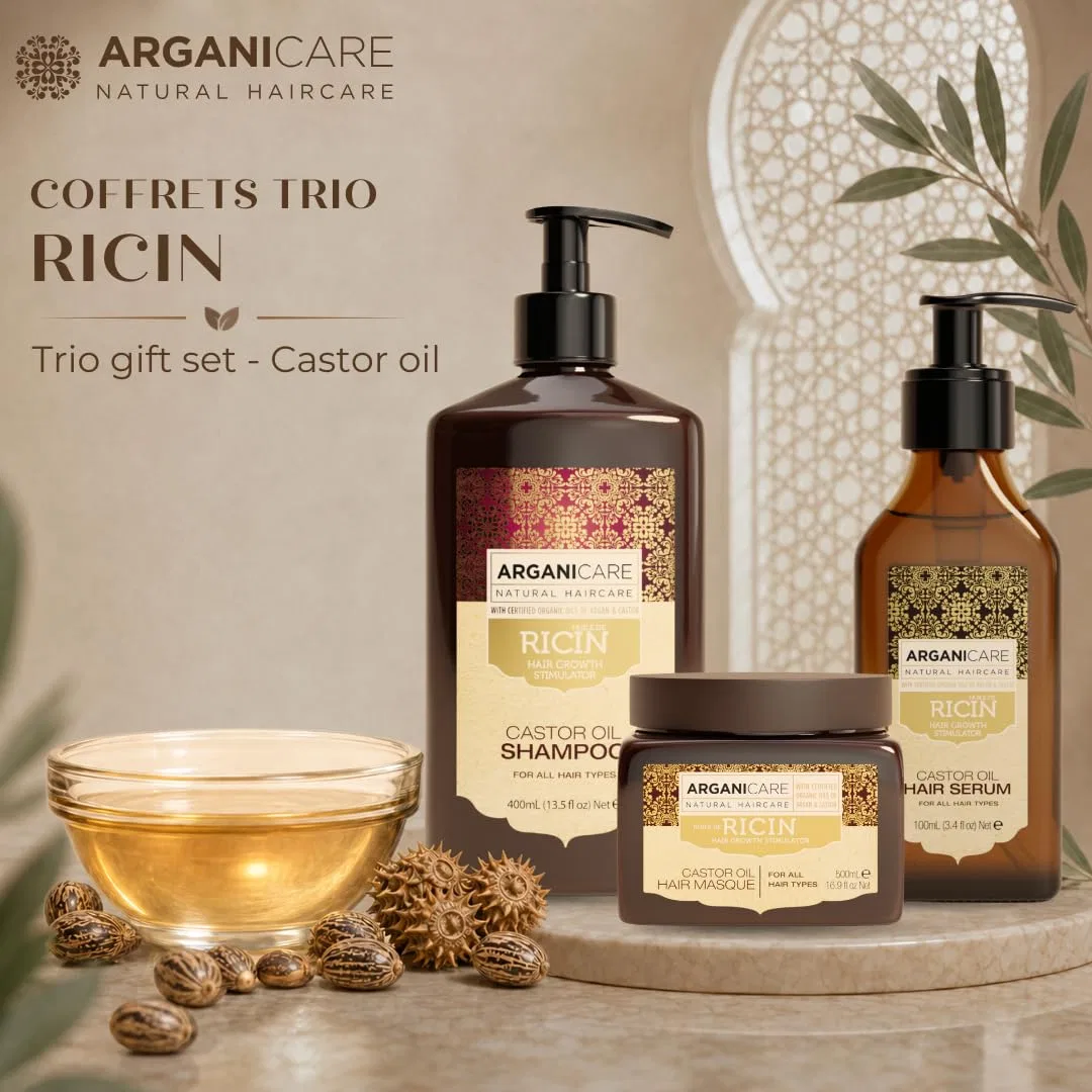 Набор ARGANICARE Castor: шампунь, маска и сыворотка для роста волос (400+500+100 мл) Arganicare — фото 2