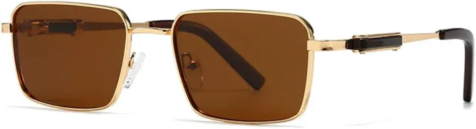 

Прямоугольные панк-солнцезащитные очки для мужчин, роскошные ретро-очки в стиле стимпанк для вождения, очки с защитой от УФ-излучения UV400 UUPTTPL, C5 Gold Tea