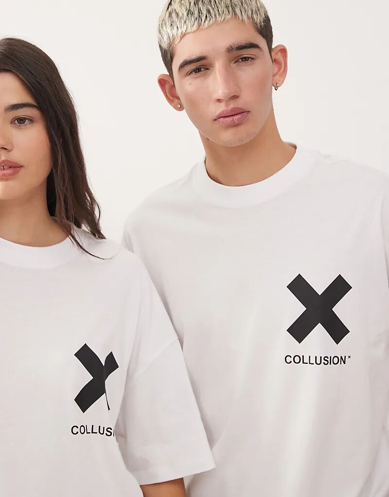 

Футболка унисекс с логотипом COLLUSION белого цвета