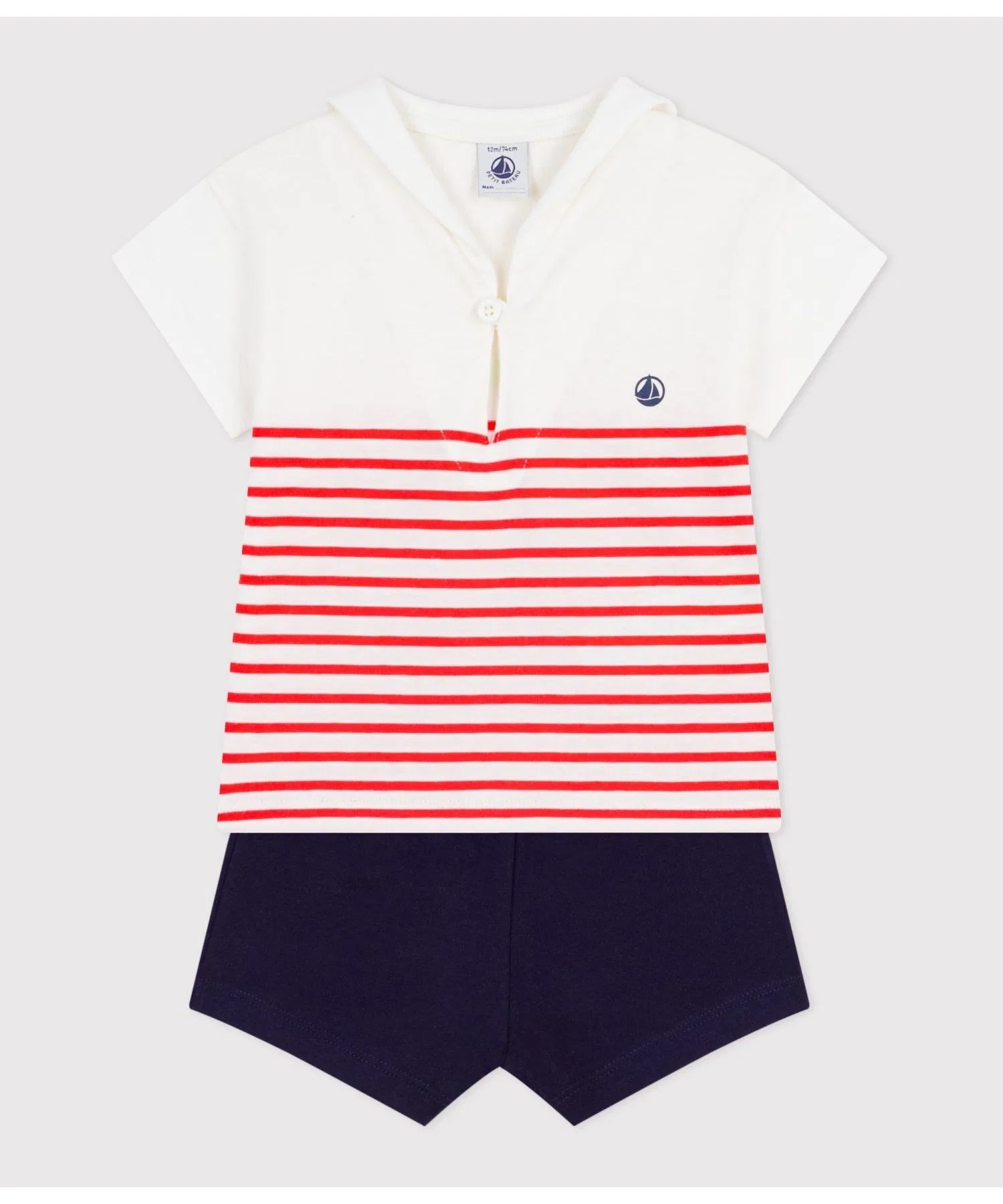 Детский комплект из хлопка в полоску Petit Bateau синий — фото 2